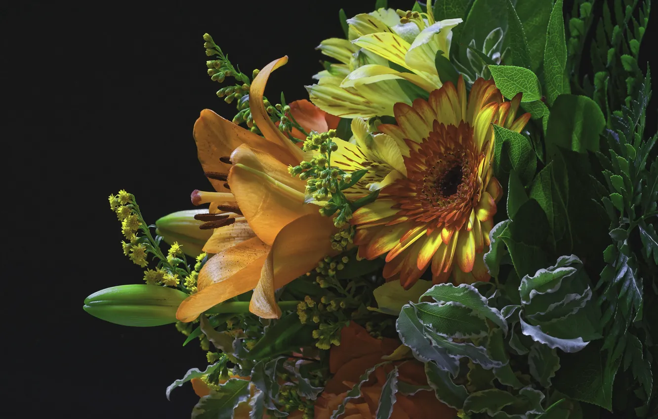 Photo wallpaper Lily, bouquet, gerbera