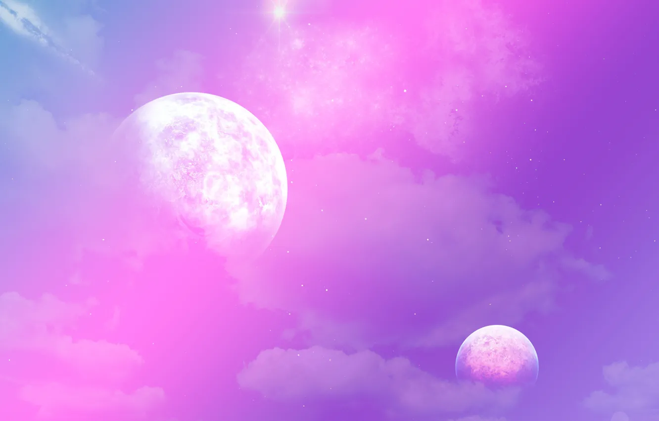 Photo wallpaper purple, space, stars, planet, purple