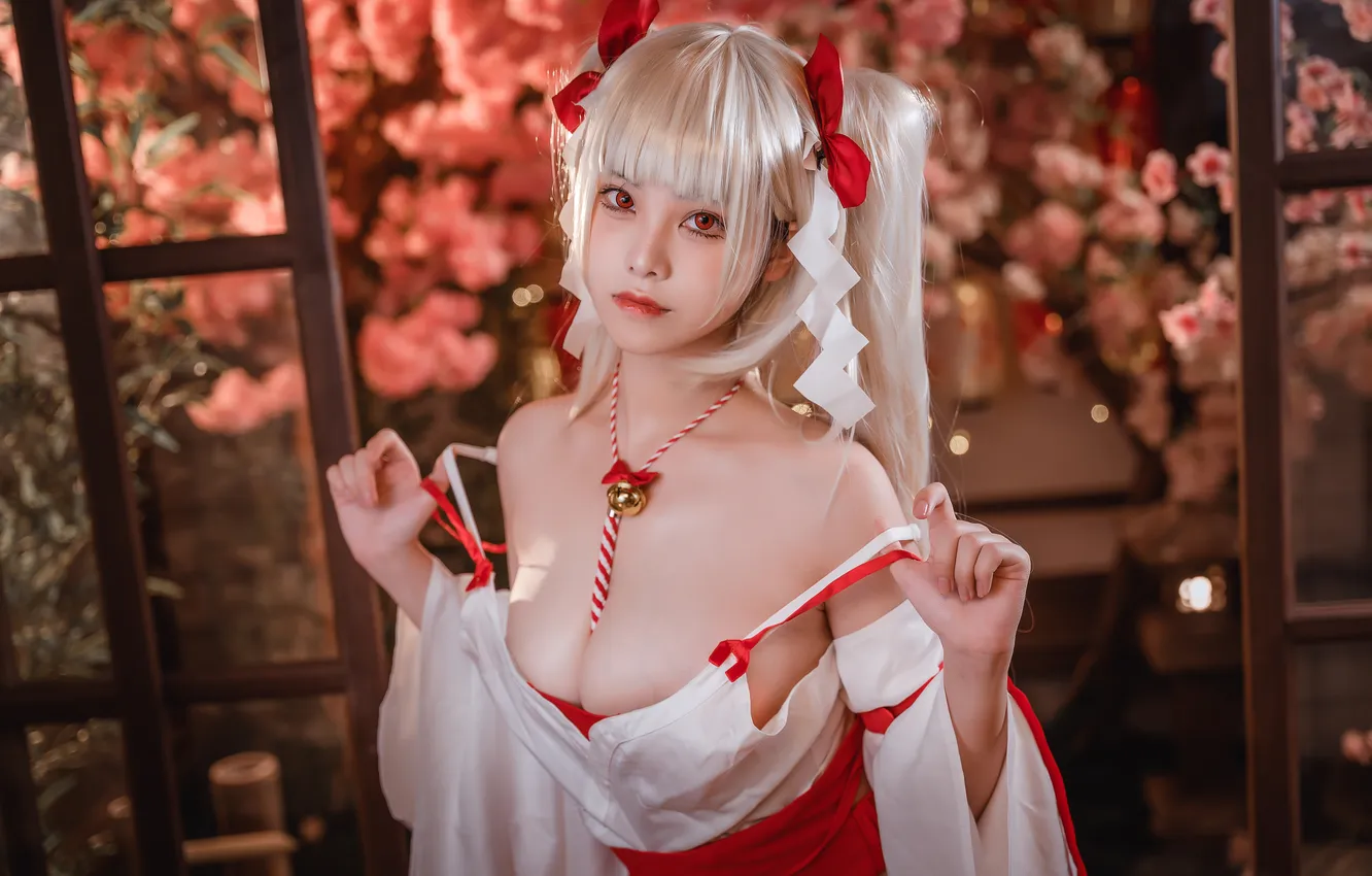 Photo wallpaper sexy, pose, woman, model, neckline, Asian, sexy, beauty