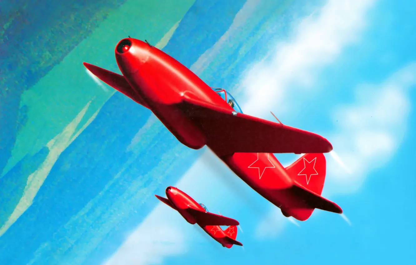 Photo wallpaper war, art, jet, russian fighter, russian jet, yak 15