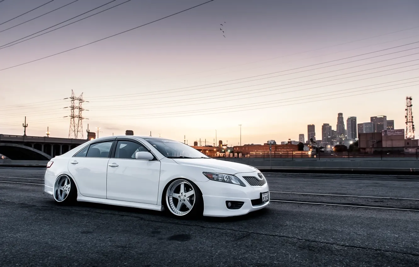 Photo wallpaper white, toyota, Toyota, camry, Camry, stance