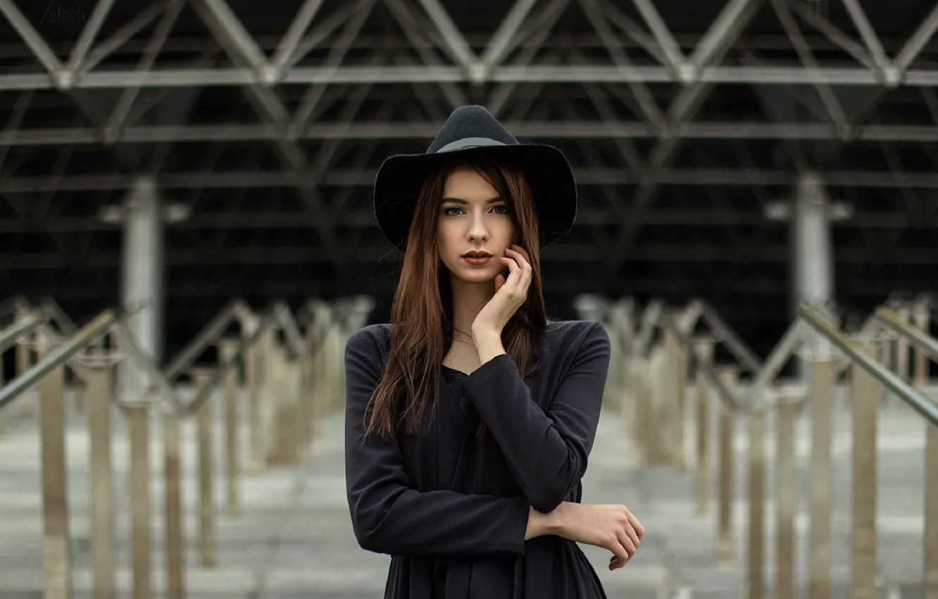 Photo wallpaper girl, portrait, hat, Vyacheslav Shcherbakov