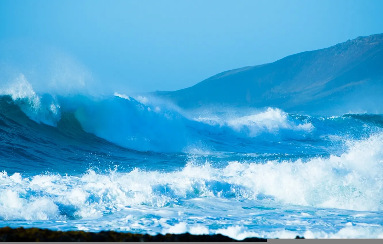 Photo wallpaper wave, storm, panorama, Iceland, Iceland, The Atlantic ocean, Atlantic Ocean