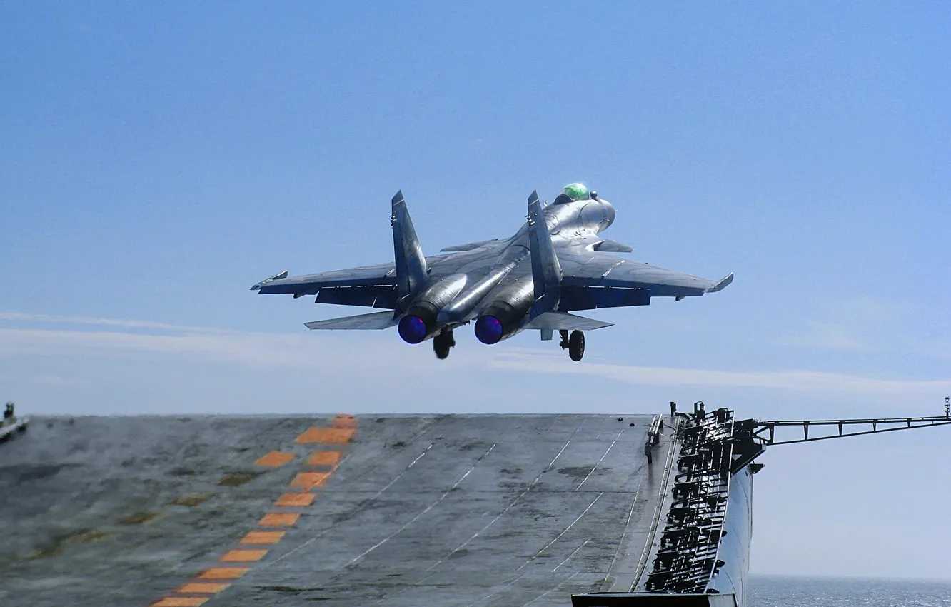 Photo wallpaper the plane, Su-33, aircraft-carrying ship, aviation