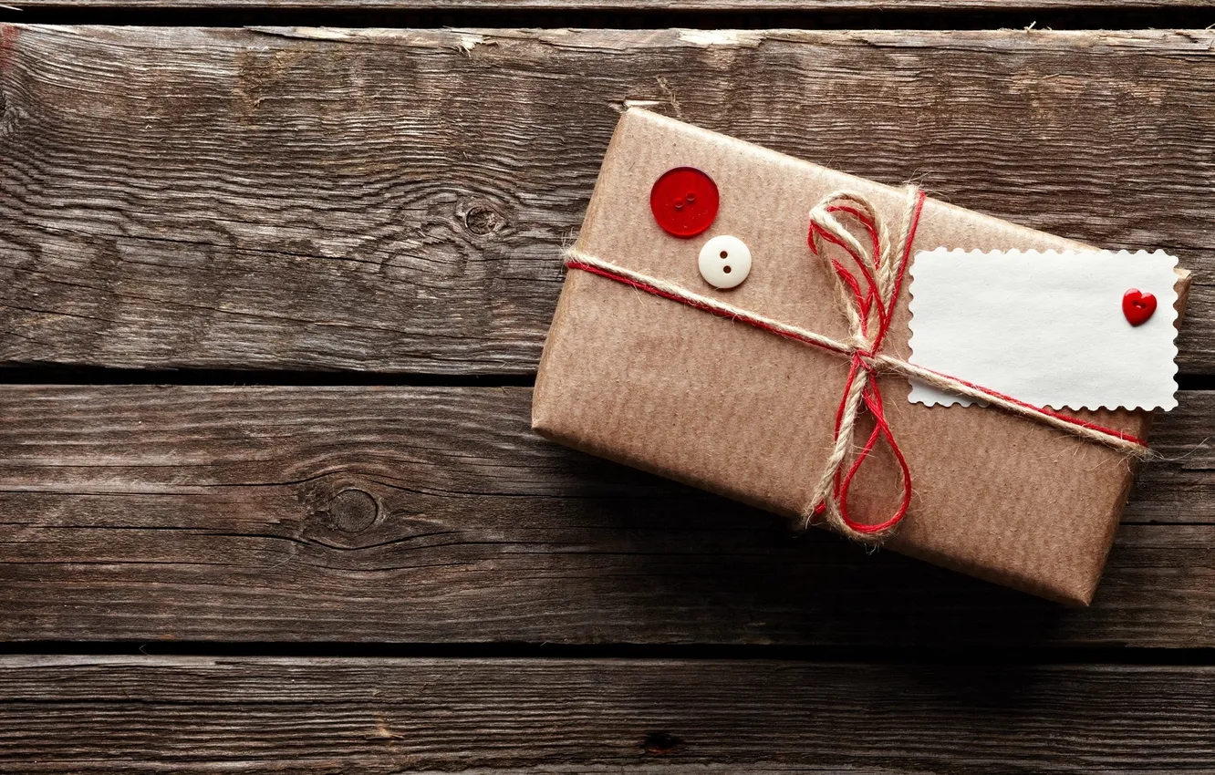 Photo wallpaper Package, timber, buttons, card, thread, wood paper