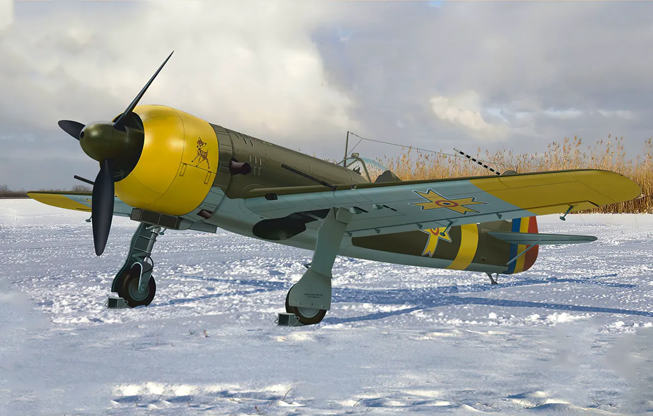 Photo wallpaper ART, WW2, PAINTING, AVIATION, IAR-81C