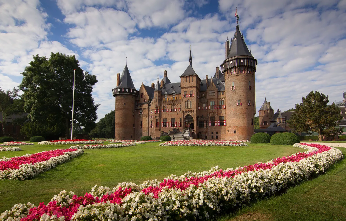 Photo wallpaper Castle, Netherlands, Castle de Haar, Kasteel de haar, Castle Garden