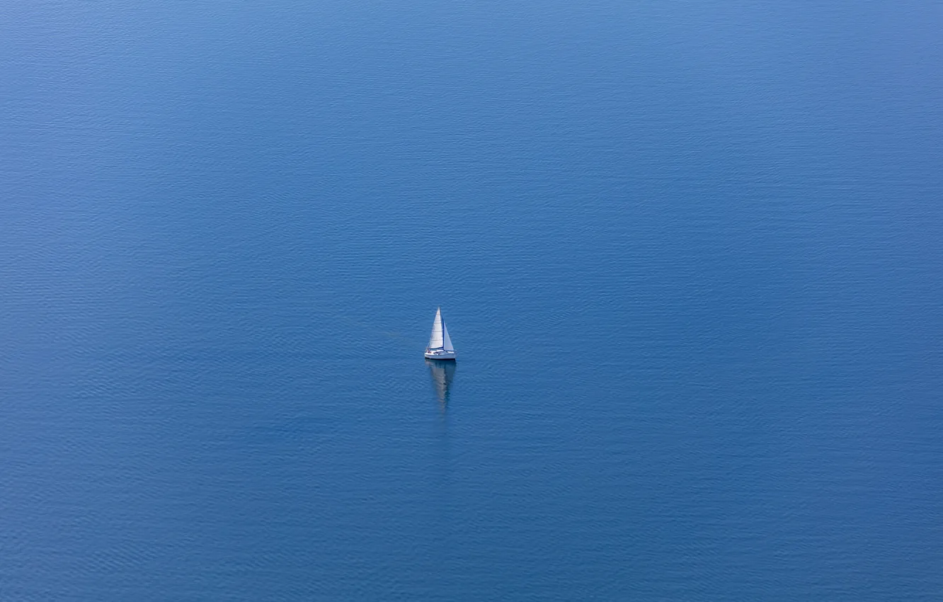 Photo wallpaper sea, boat, sail