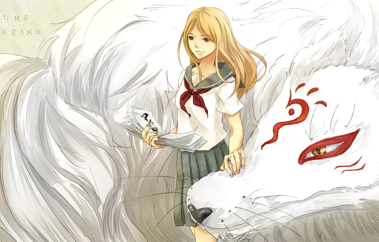 Photo wallpaper girl, smile, anime, form, schoolgirl, madara, Natsume Yuujinchou, the Natsume book of friendship