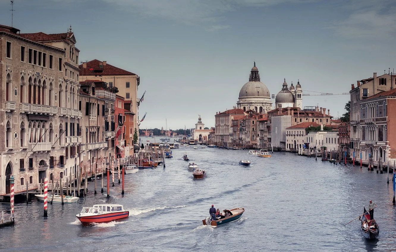 Photo wallpaper Italy, Venice, boats, gondolas, The Grand Canal