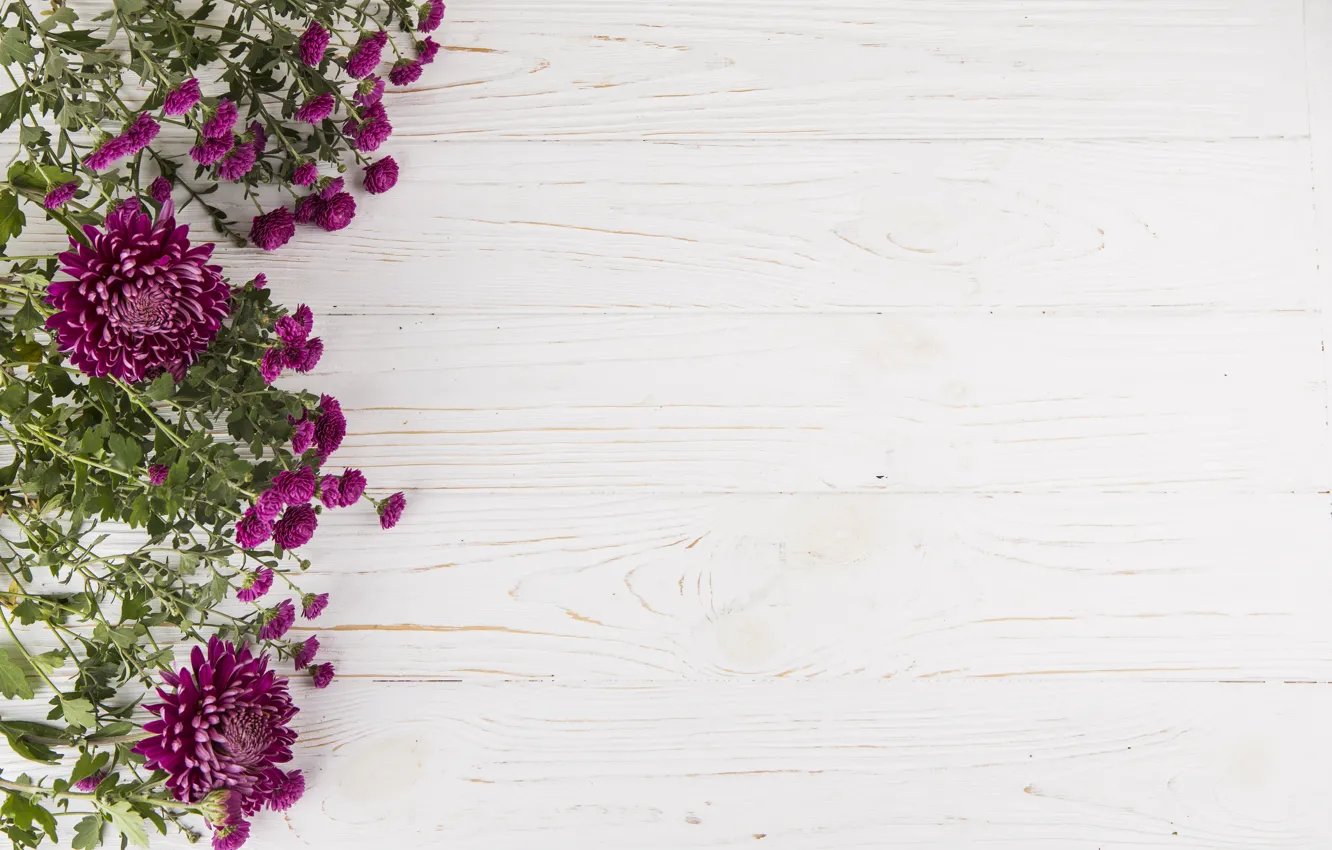 Photo wallpaper white, flowers, background, bouquet, Purple, wood, flowers, composition