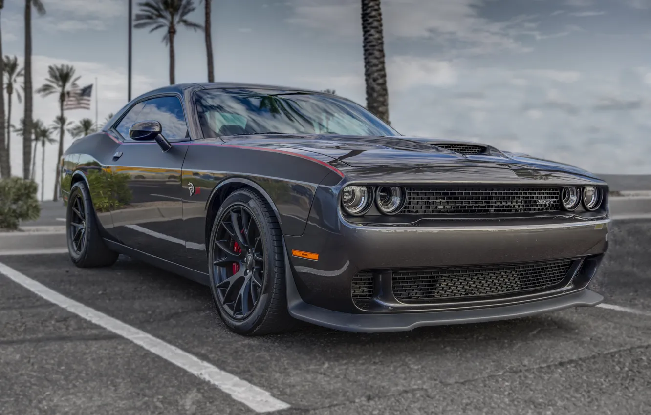 Photo wallpaper green, Dodge, Classic, Coupe, fun, Hellcat, fast, Hemi