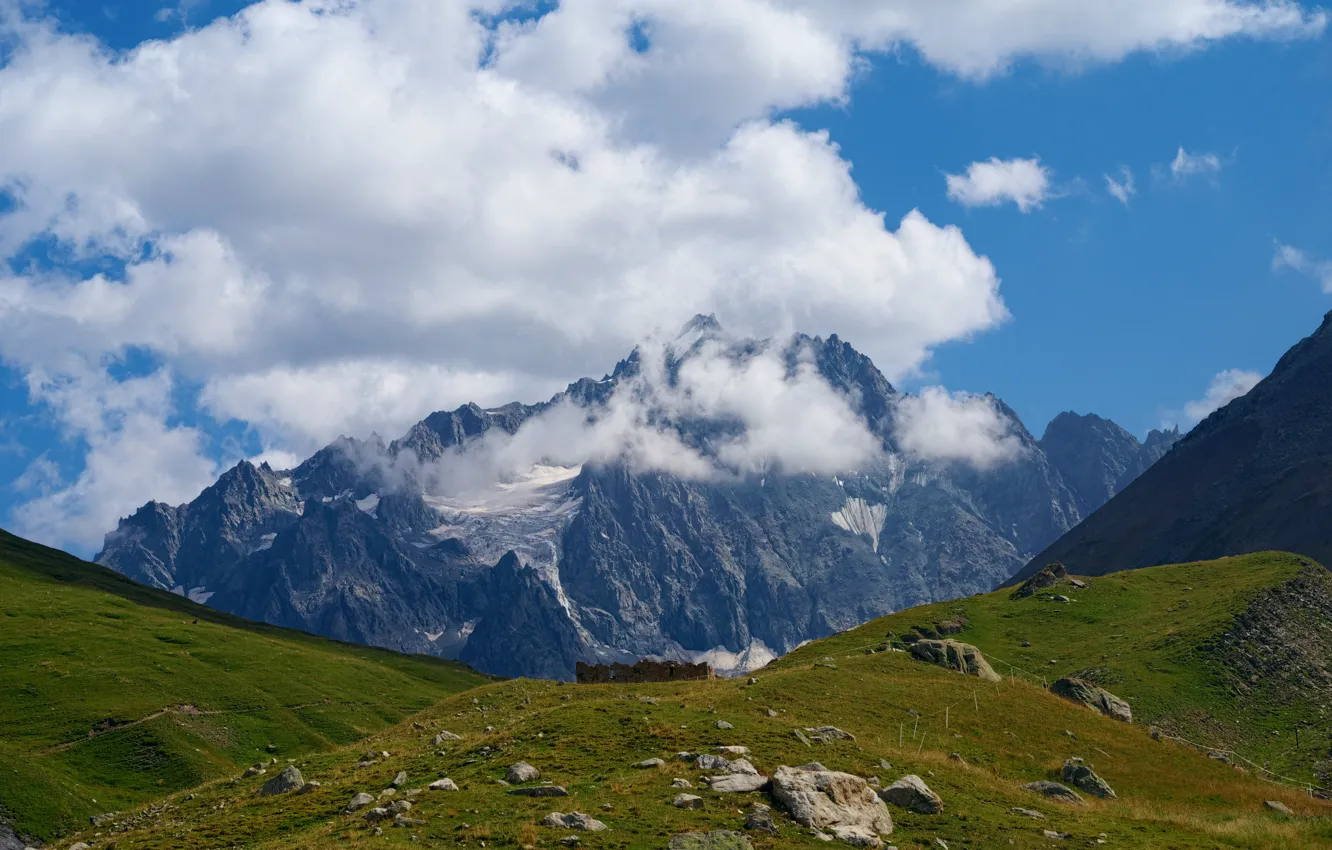 Photo wallpaper the sky, clouds, mountains, France, The Lambs