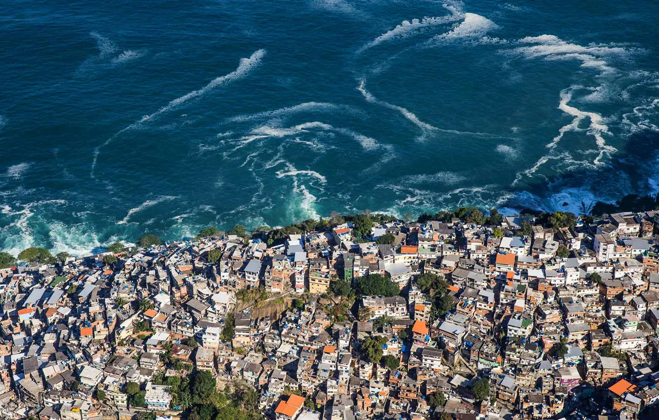 Photo wallpaper sea, home, Brazil, Rio de Janeiro, the district of Vidigal