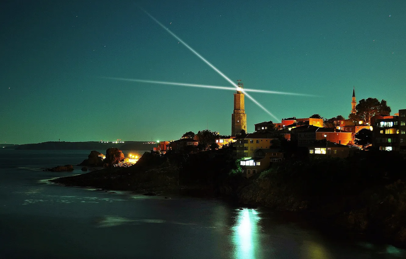 Photo wallpaper lights, lighthouse, home, Istanbul, Turkey, sharpening, Cape, Rumeli Feneri