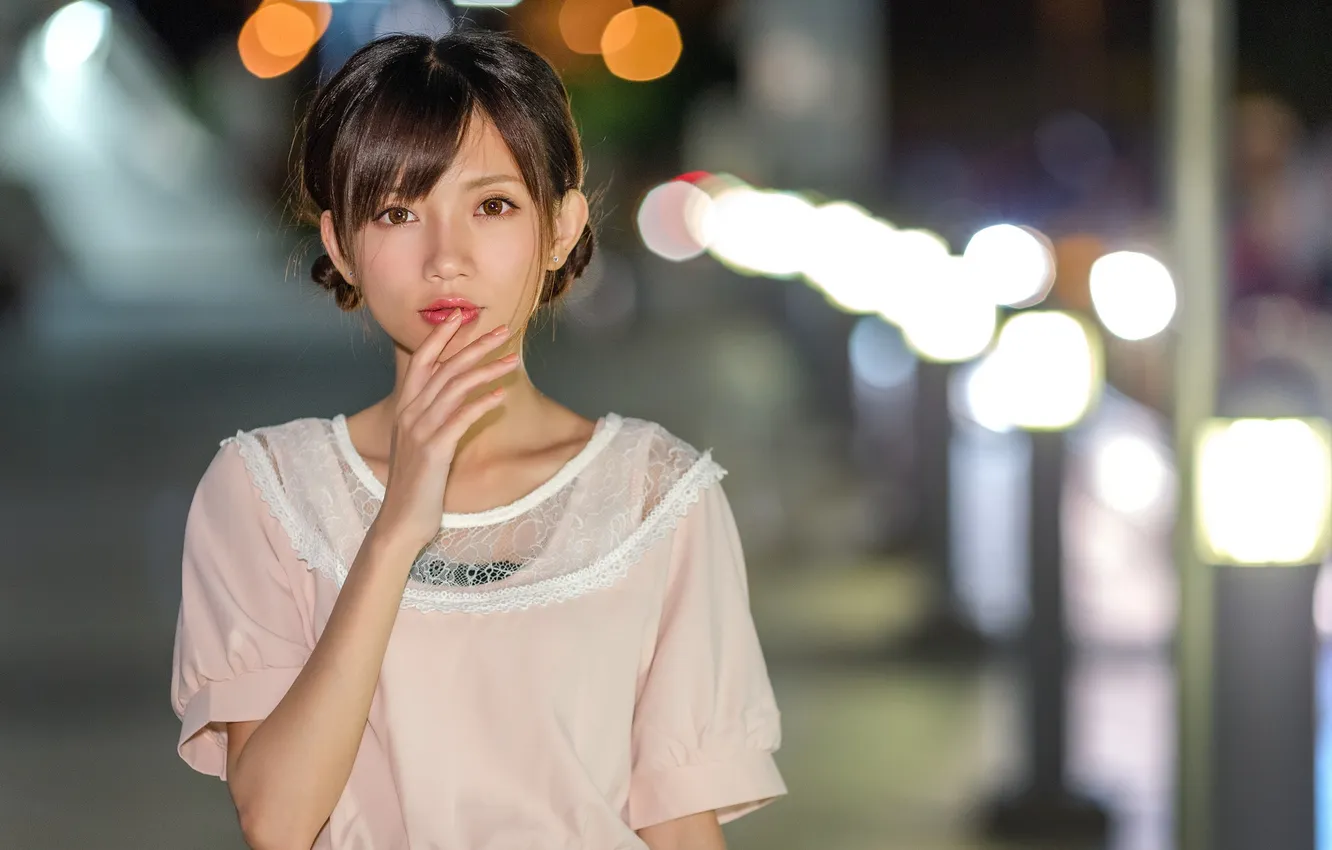 Photo wallpaper look, face, background, hands, fingers, Asian