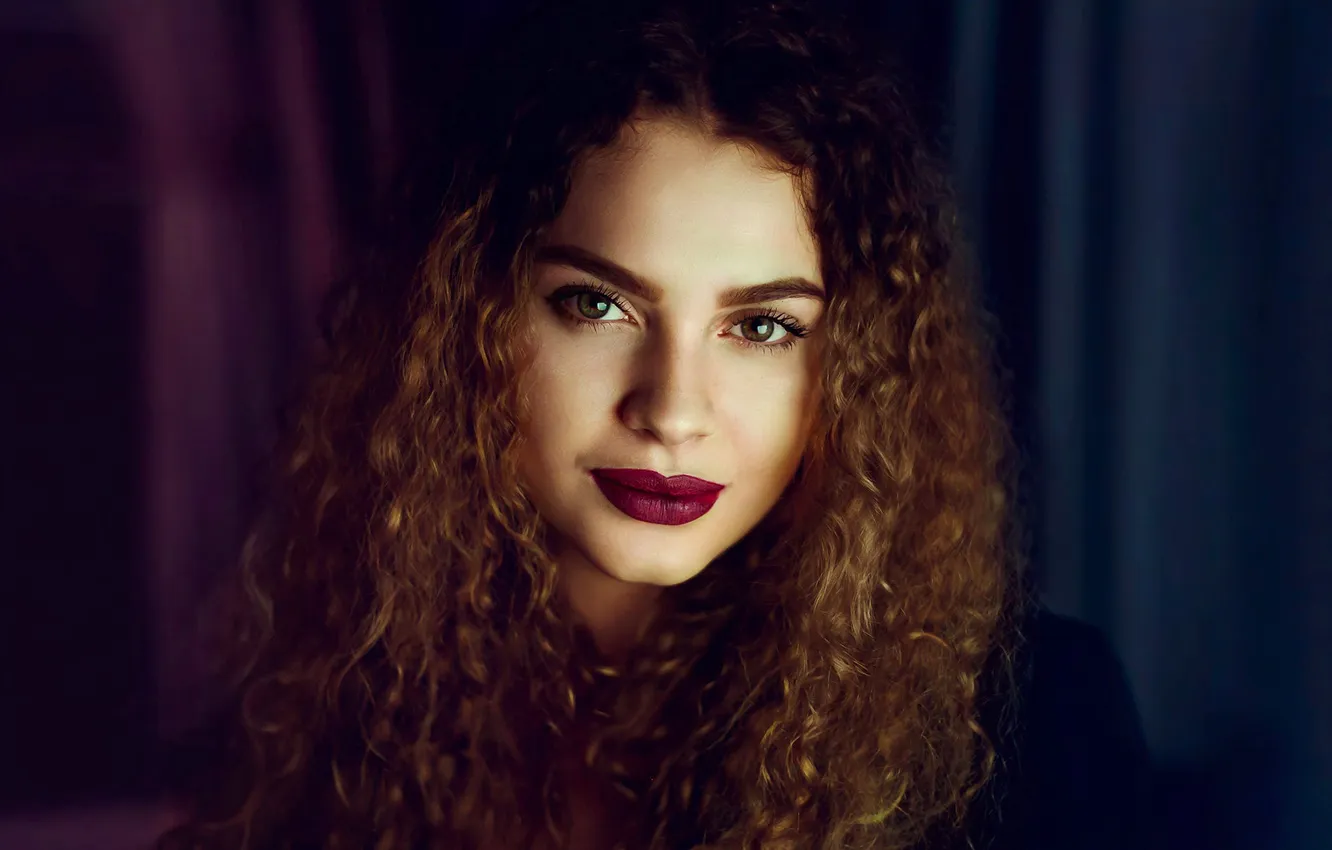 Photo wallpaper red, beautiful, model, lips, face, female