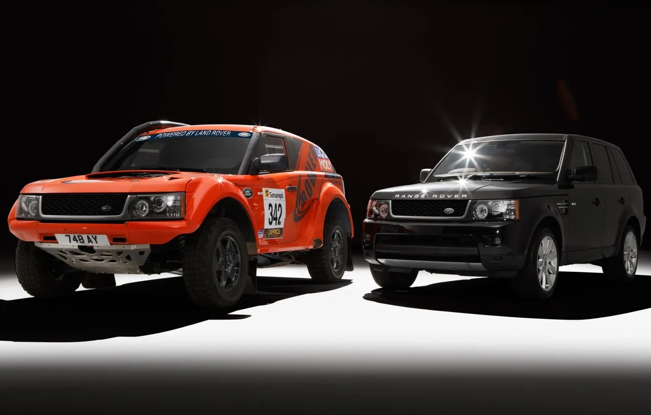 Photo wallpaper orange, black, sport, jeep, SUV, Land Rover, Range Rover, twilight