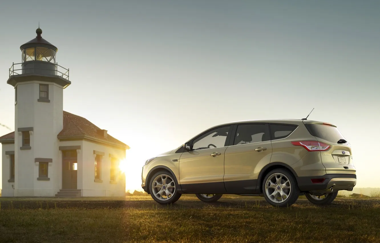 Photo wallpaper the sky, the sun, lighthouse, Ford, jeep, Ford, rear view, crossover