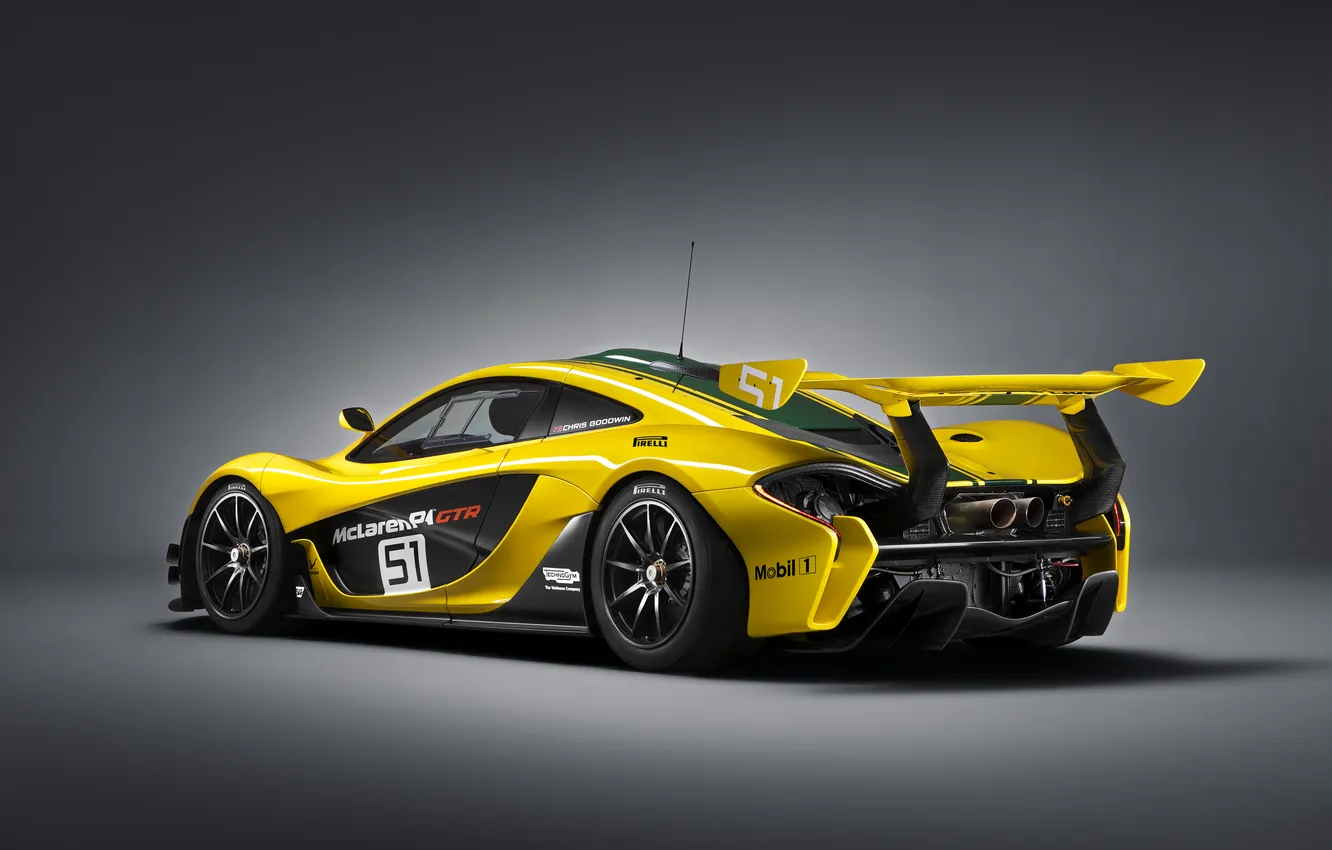 Photo wallpaper yellow, photo, tuning, McLaren, GTR, back, car, 2015