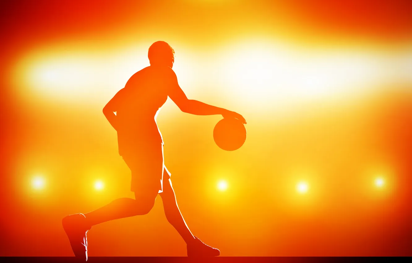 Photo wallpaper lights, game, basketball, lifestyle, energy, ball, body, basket