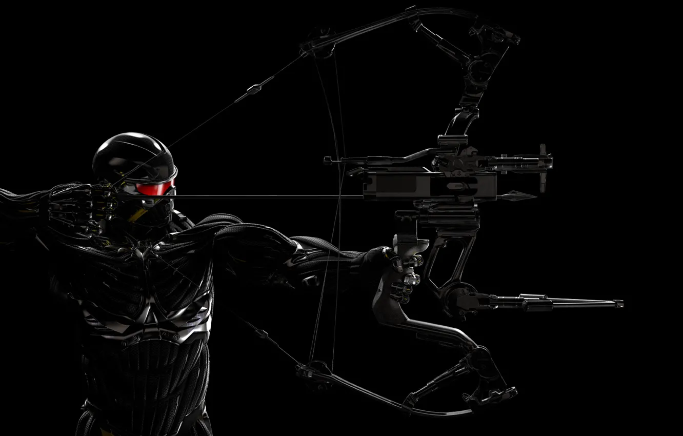 Photo wallpaper the dark background, bow, male, armor, Crysis 3