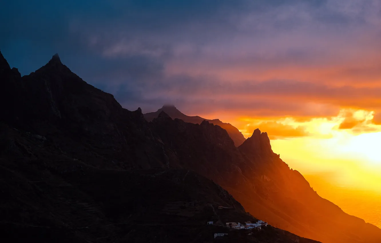 Photo wallpaper Spain, sunrise, Spain, sunlight, sunlight, Canary Islands, Tenerife, Tenerife