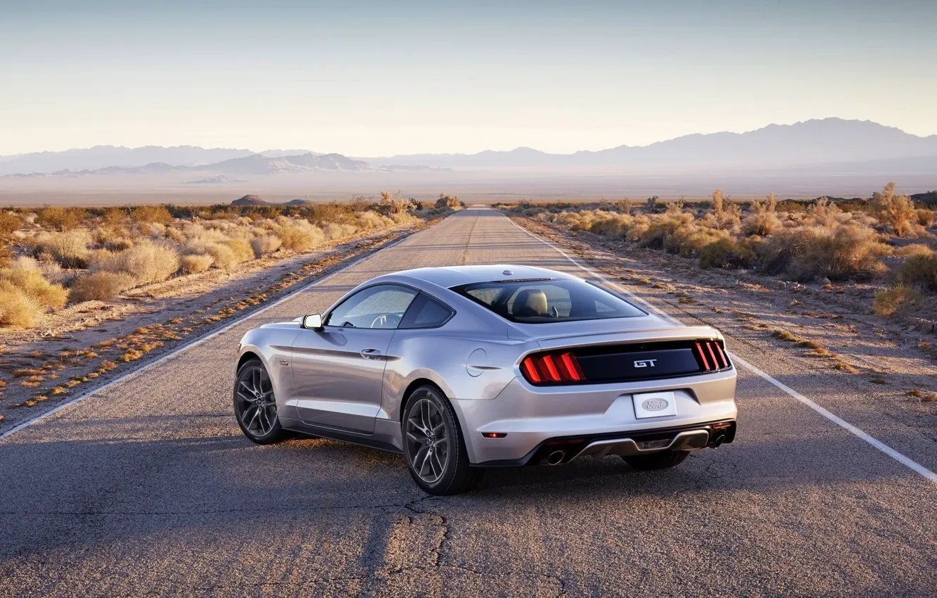 Photo wallpaper Mustang, Ford, horizon, Ford, Mustang, rear view, Muscle car, Muscle car