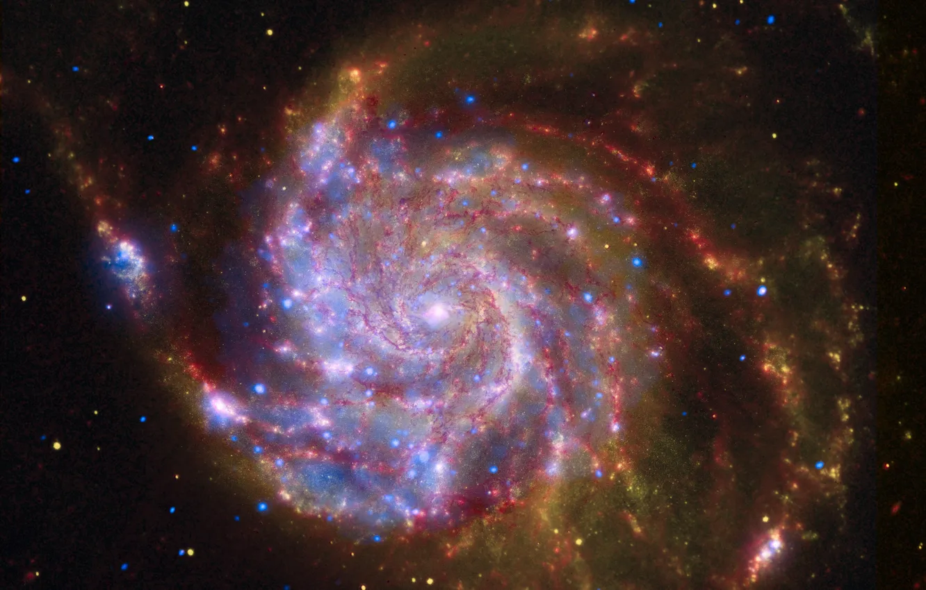 Photo wallpaper space, galaxy, slink, light in the darkness, red galaxy