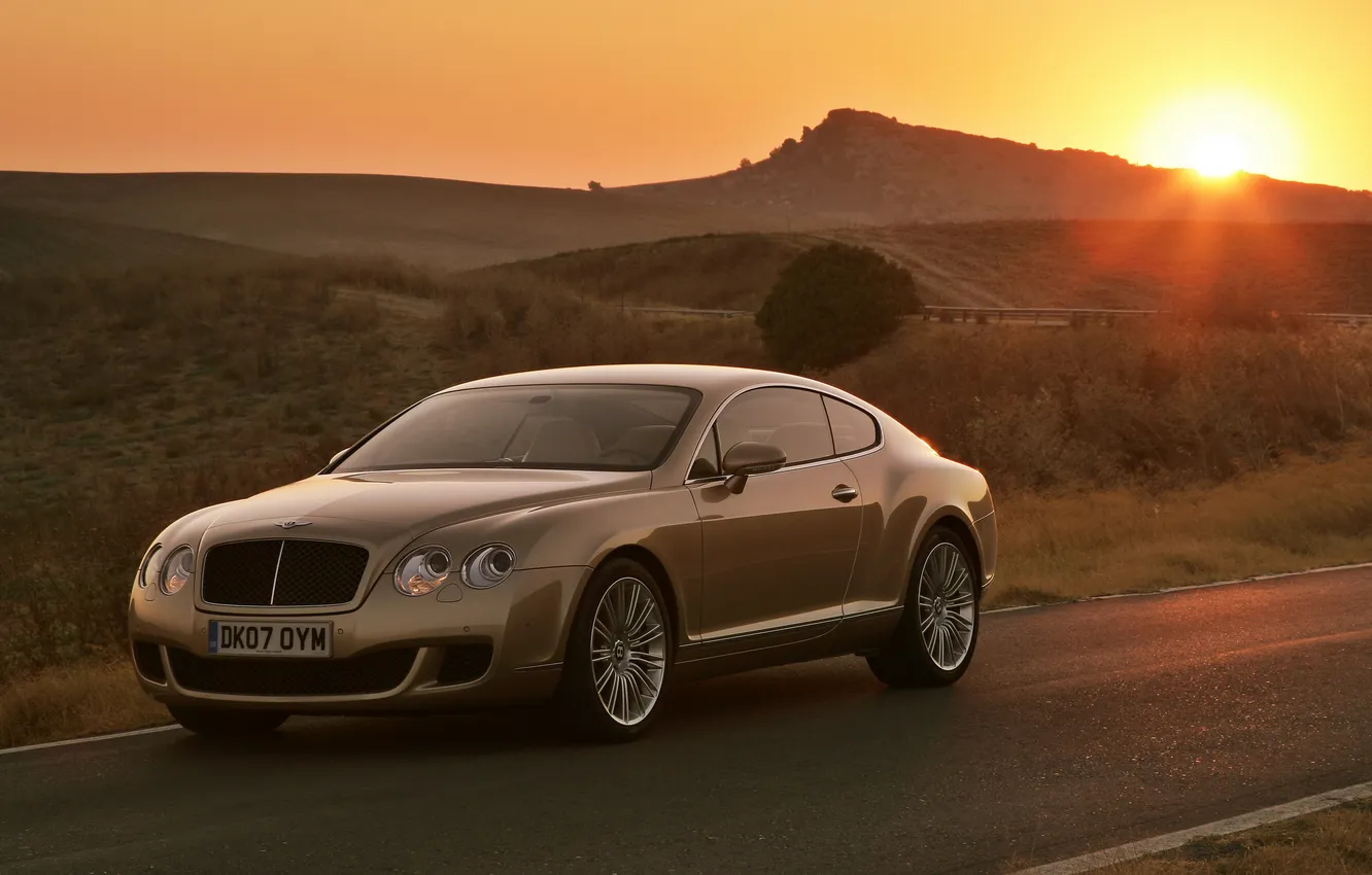 Photo wallpaper Bentley, sunset, Continental GT Speed