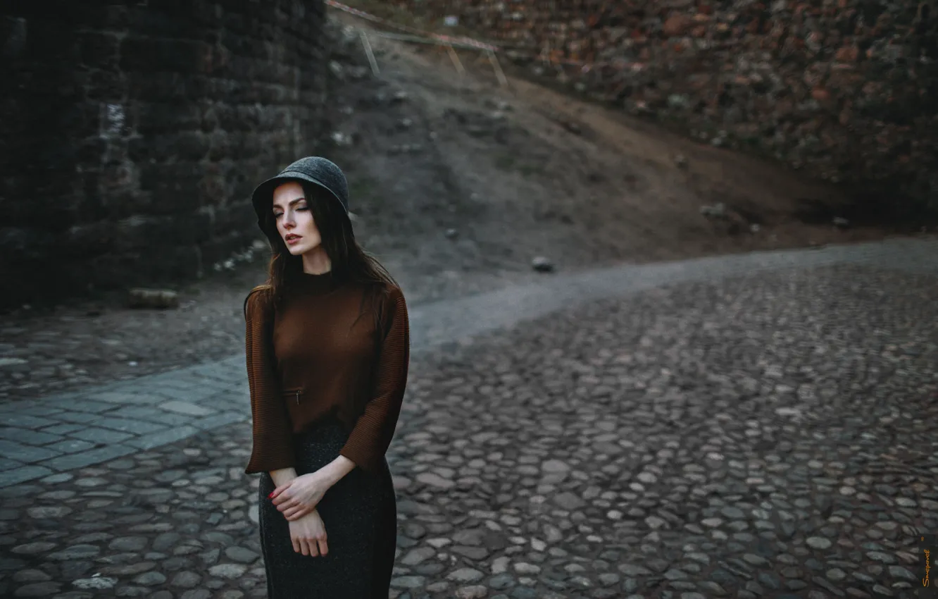 Photo wallpaper girl, style, stones, emotions, model, tile, tenderness, feelings