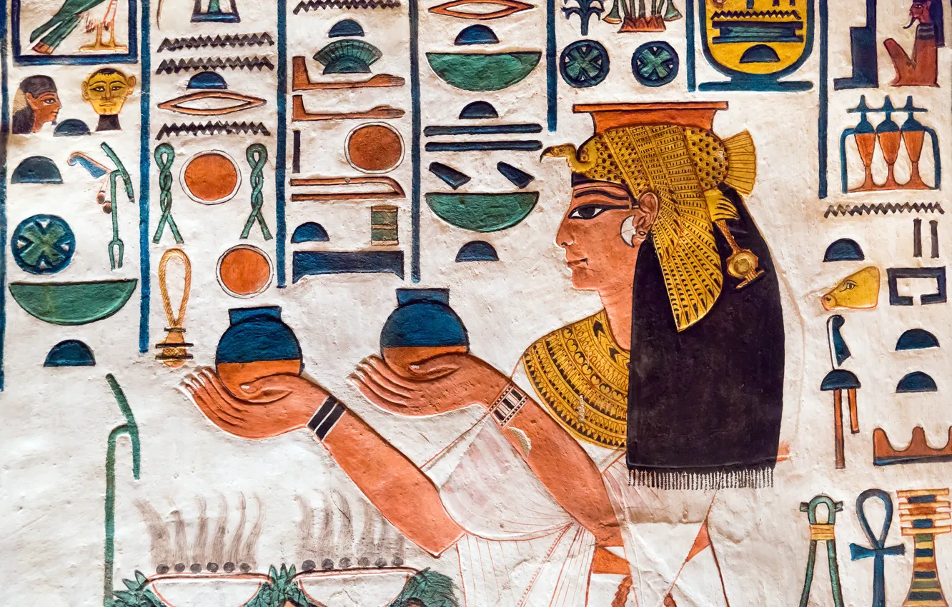 Photo wallpaper wall, paint, Egypt, antiquity, Characters