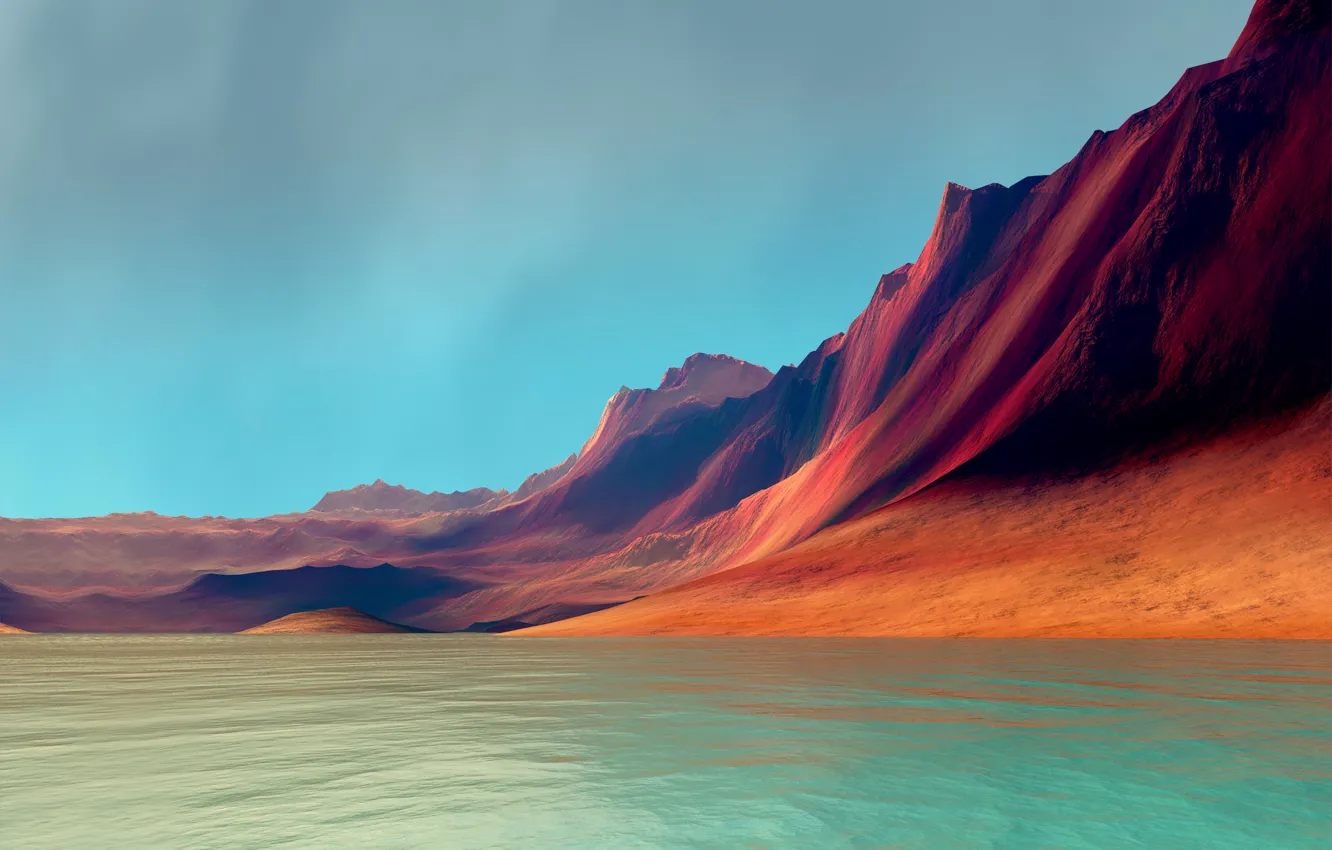 Photo wallpaper sea, mountains, LG G Flex 2