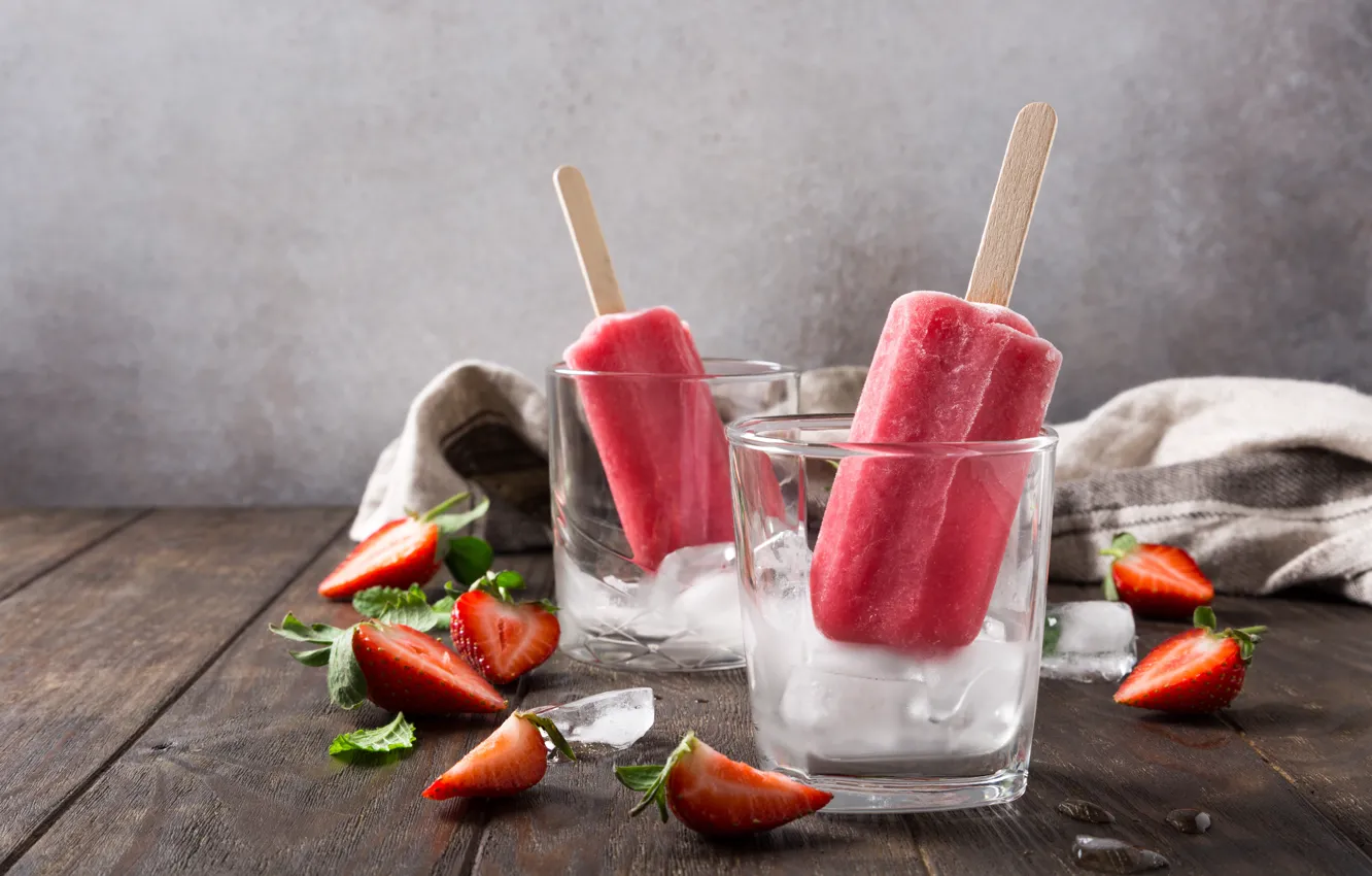 Photo wallpaper ice, ice cream, dessert, strawberry, Iryna Melnyk
