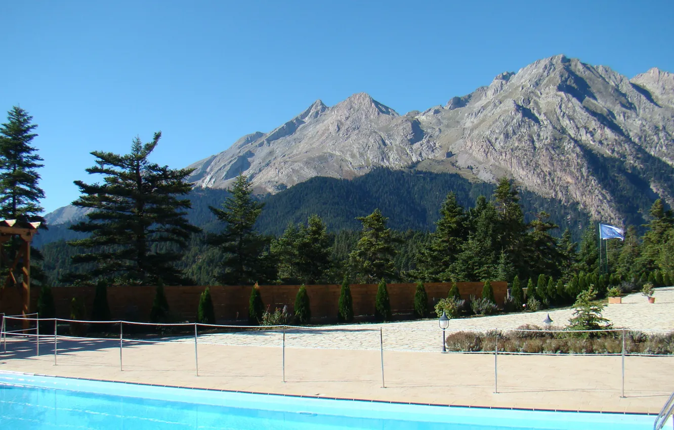 Photo wallpaper mountain, hotel, Vardousia