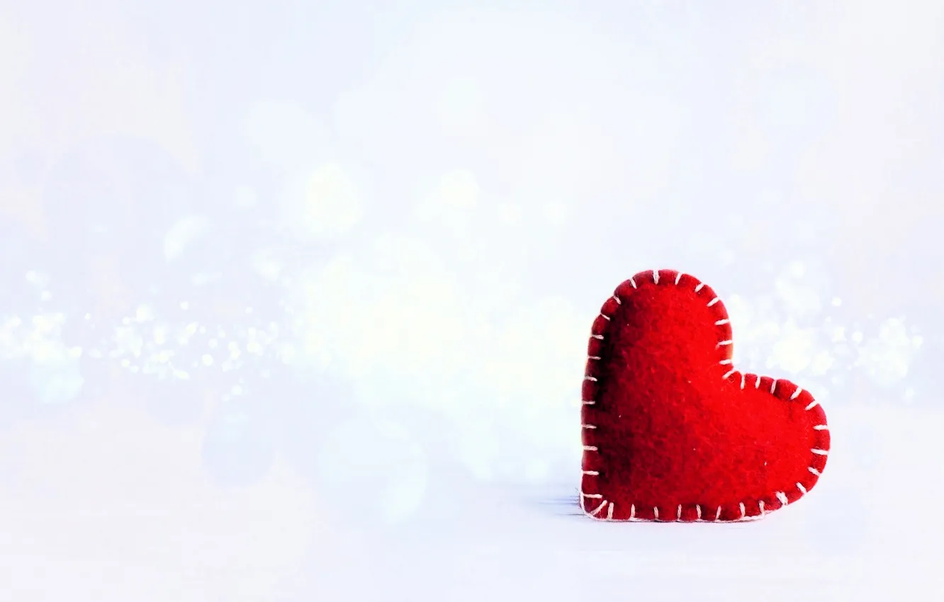 Photo wallpaper snow, red, hearts, seam