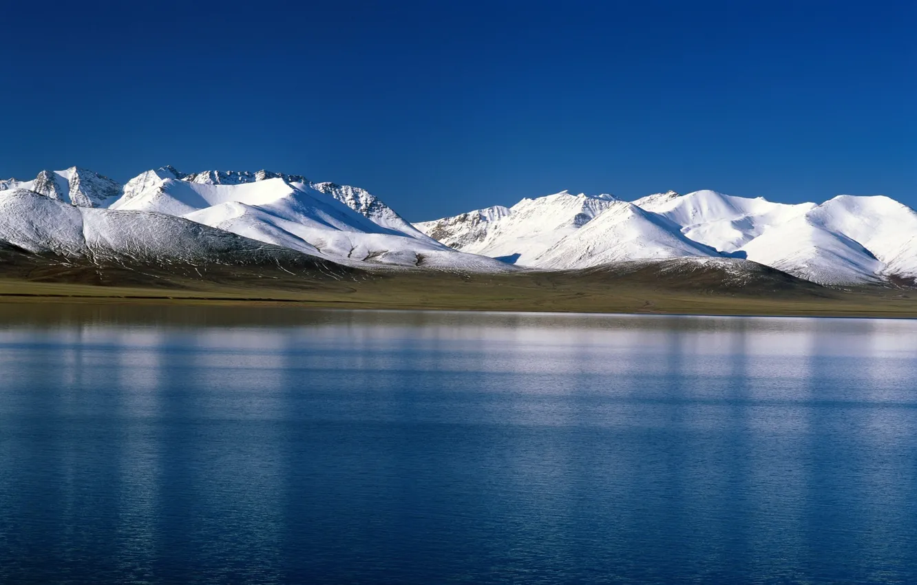 Photo wallpaper snow, mountains, tundra