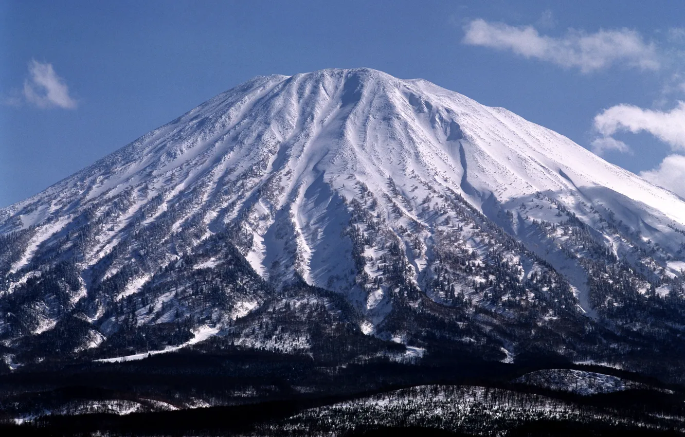 Photo wallpaper winter, snow, mountain, the volcano