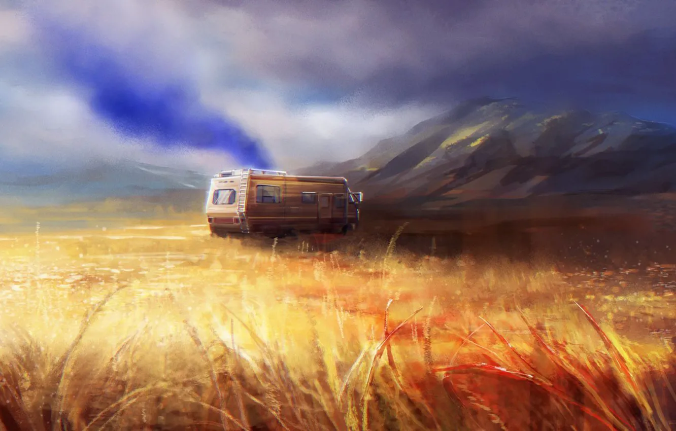 Photo wallpaper art, Breaking Bad, AMC, lab, Fleetwood Bounder, crystal ship, The RV