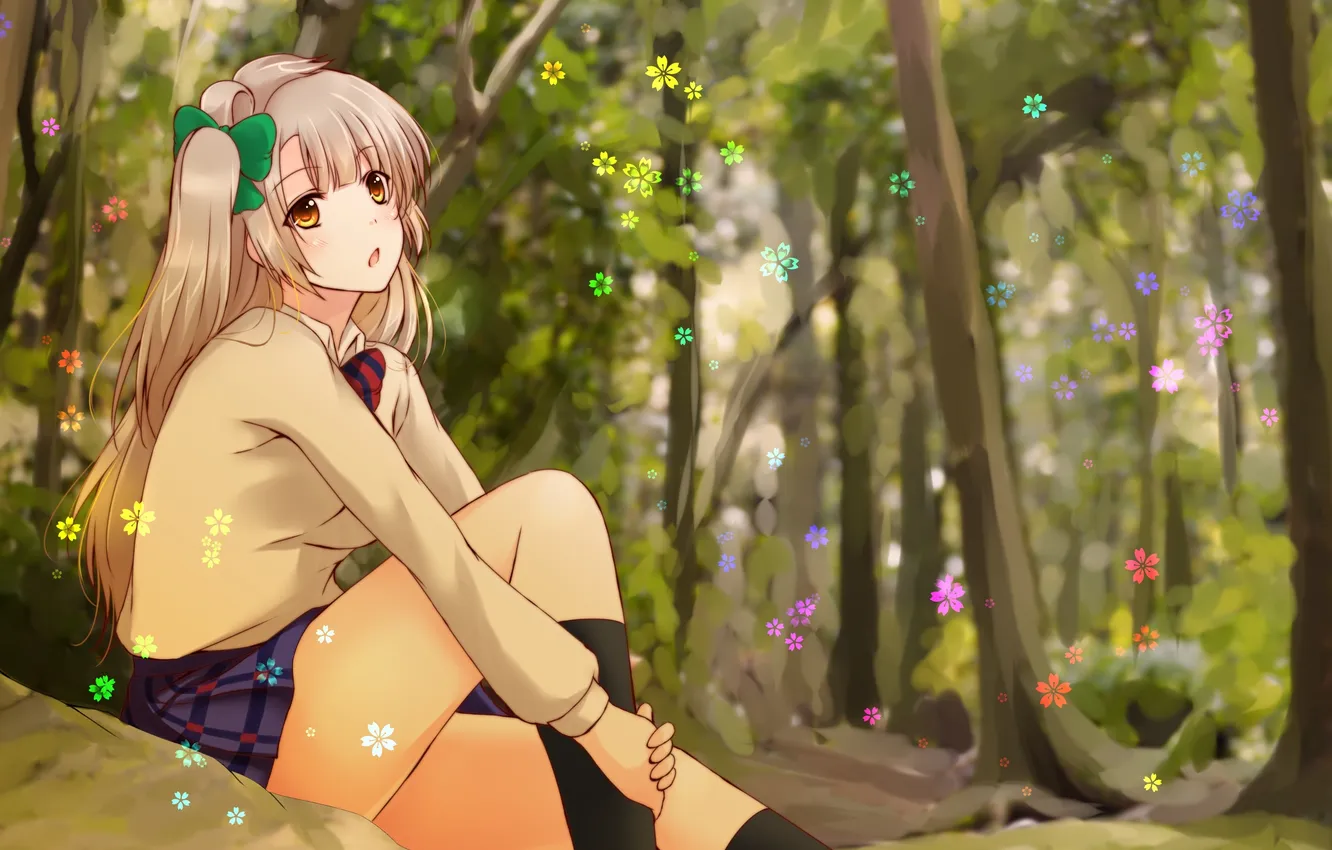 Photo wallpaper girl, trees, nature, anime, art, form, schoolgirl, love live! school idol project