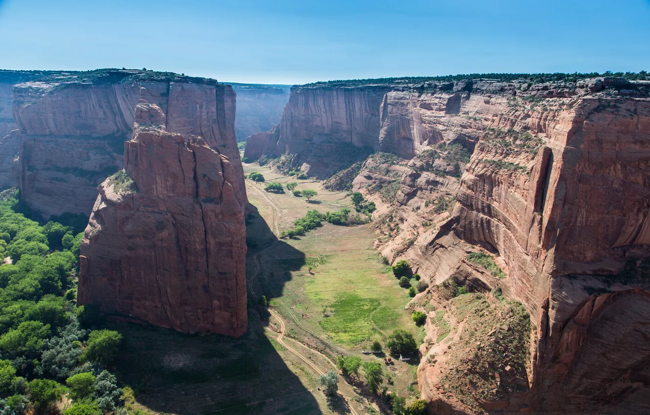 Photo wallpaper the sky, mountains, canyon, gorge