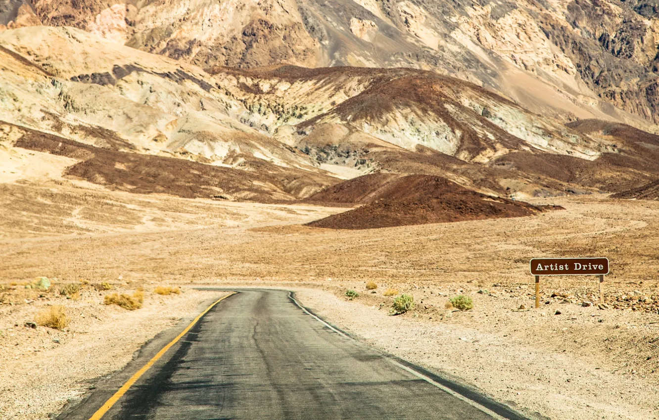 Photo wallpaper road, mountains, CA, USA