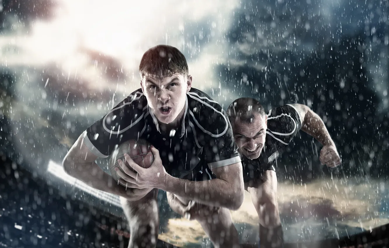 Photo wallpaper sky, stadium, strength, success, rugby, selective, spectator, rivalry