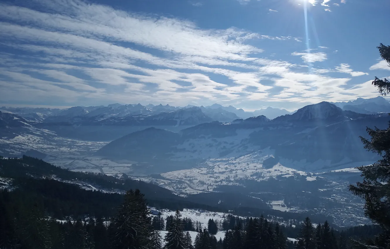 Photo wallpaper Switzerland, Alps, mount Wildspitz