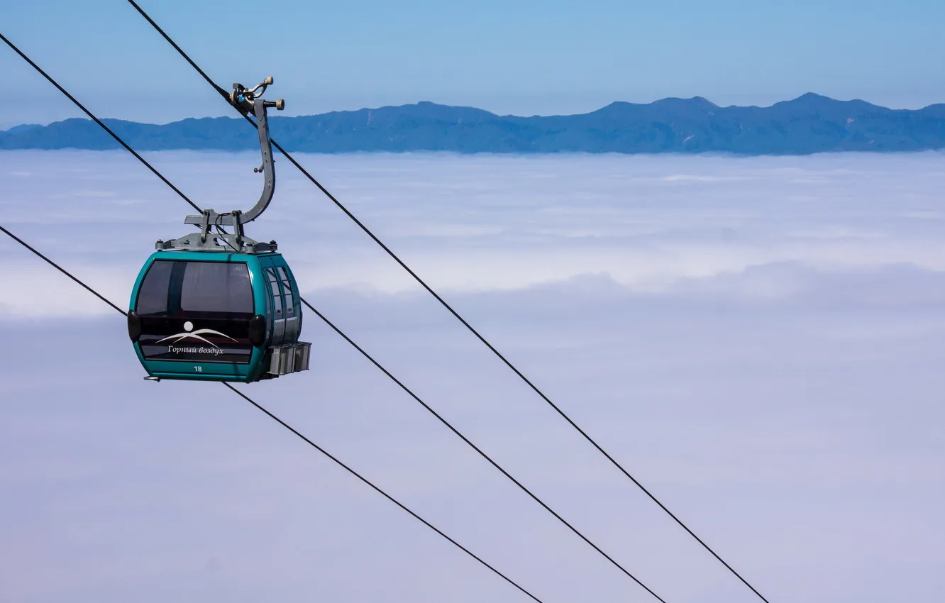 Photo wallpaper the sky, height, cable car