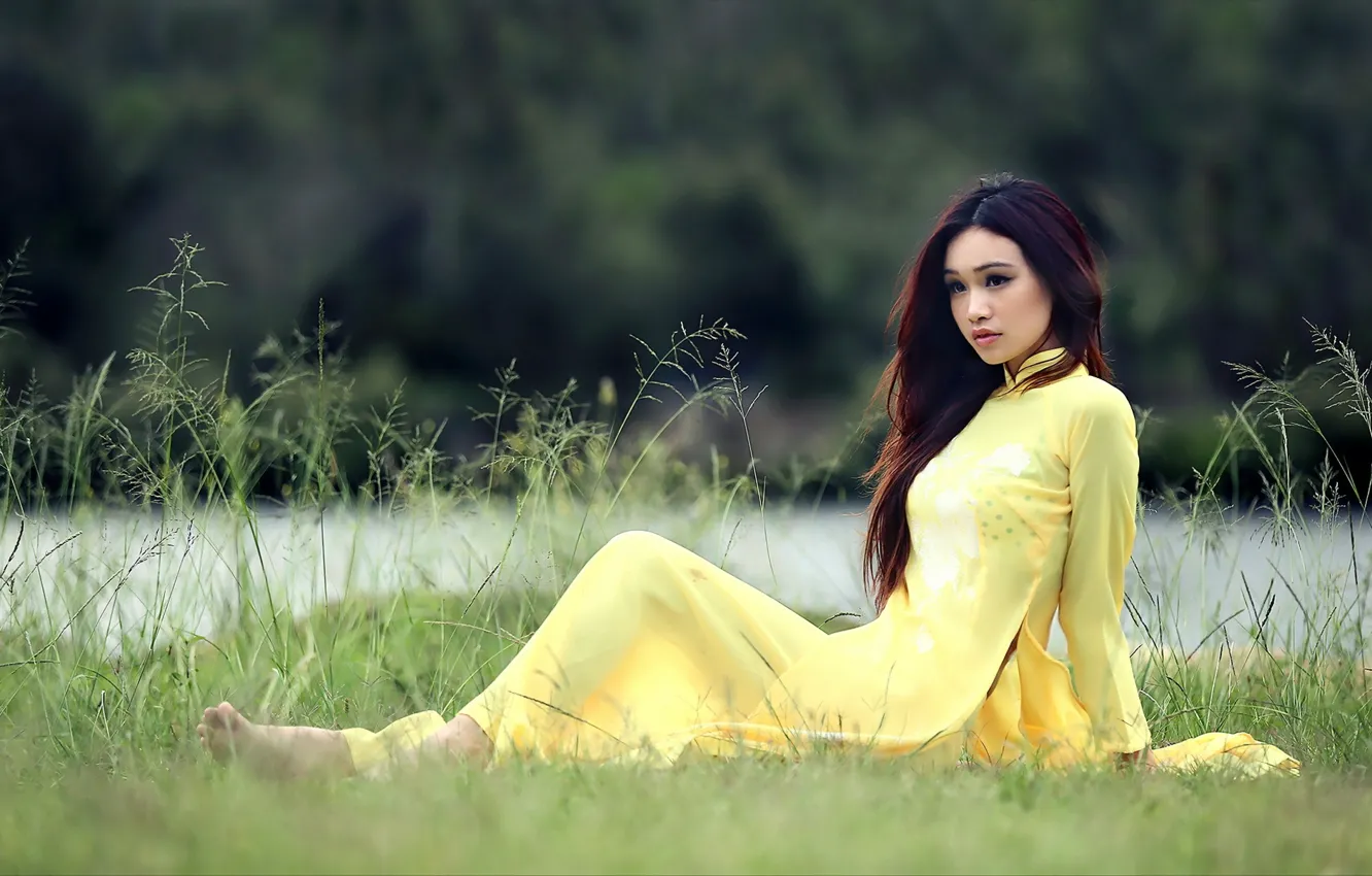 Photo wallpaper field, summer, girl