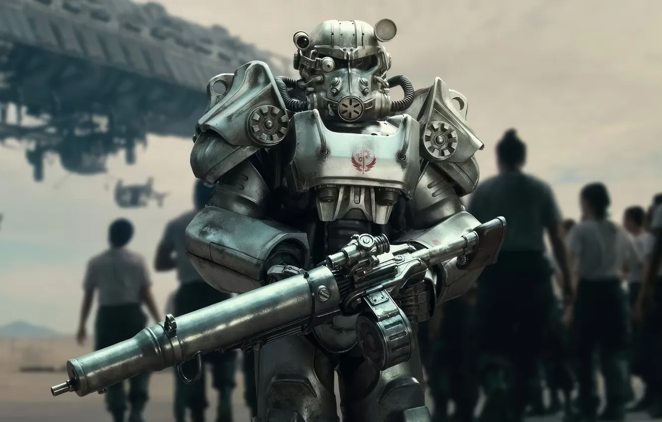 Photo wallpaper weapons, soldiers, armor, the series, Fallout, TV series 2024