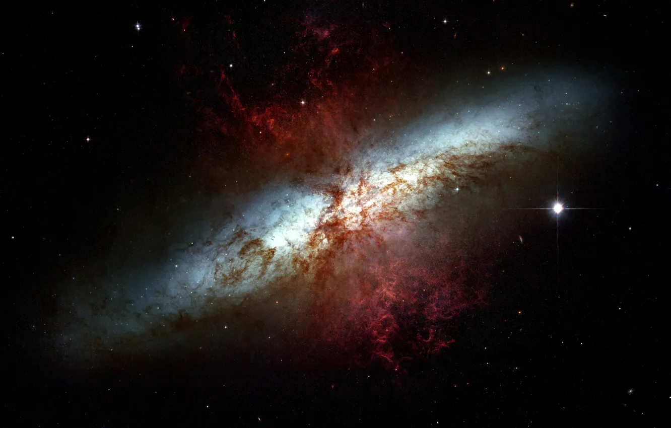 Photo wallpaper Stars, Galaxy, Gas, Starburst galaxy, Constellation Ursa Major, Stellar nursery, M 82, Messier 82