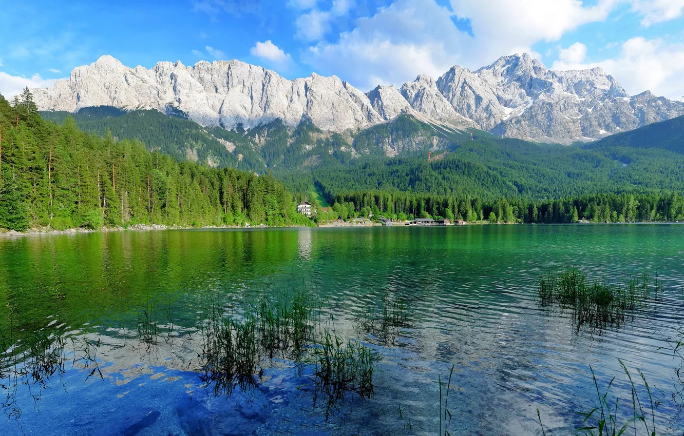Photo wallpaper landscape, mountains, reflection