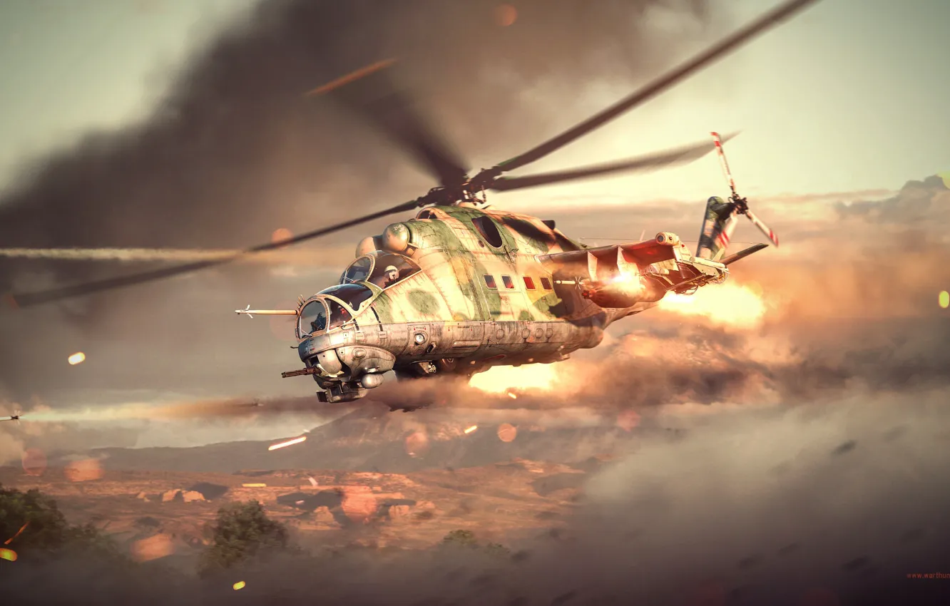 Photo wallpaper helicopter, War Thunder, Attack Helicopter